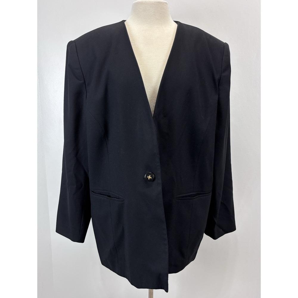 Vtg Lord & Taylor Blazer Jacket Sz 20W Plus Women Navy Career Lined 1 Button